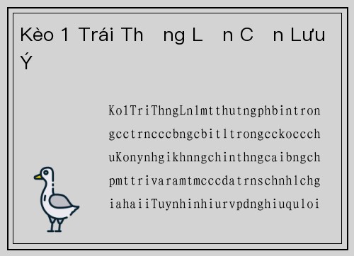 Kèo 1 Trái Thắng Lớn Cần Lưu Ý
