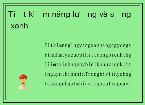 Tiết kiệm năng lượng và sống xanh
